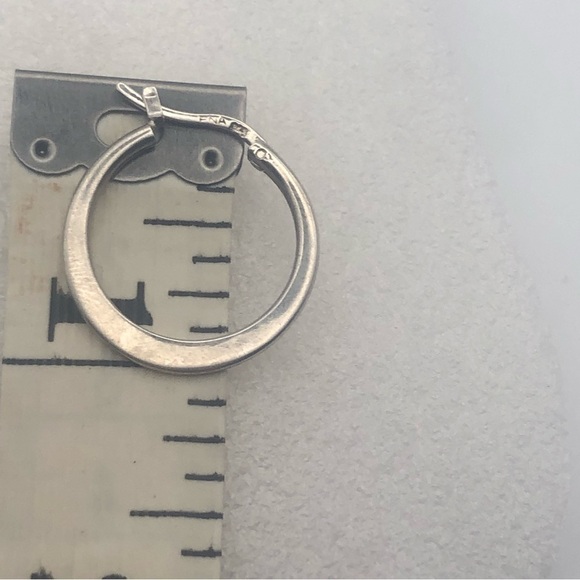 VTG Sterling Silver 2-Way Bamboo Pattern Heart Hoops Earrings 1” / 1.5” - Picture 3 of 6